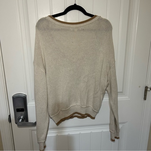 American Eagle Cream & Tan 100% Cotton Diamond Pattern Jumper Size Medium - Picture 4 of 9